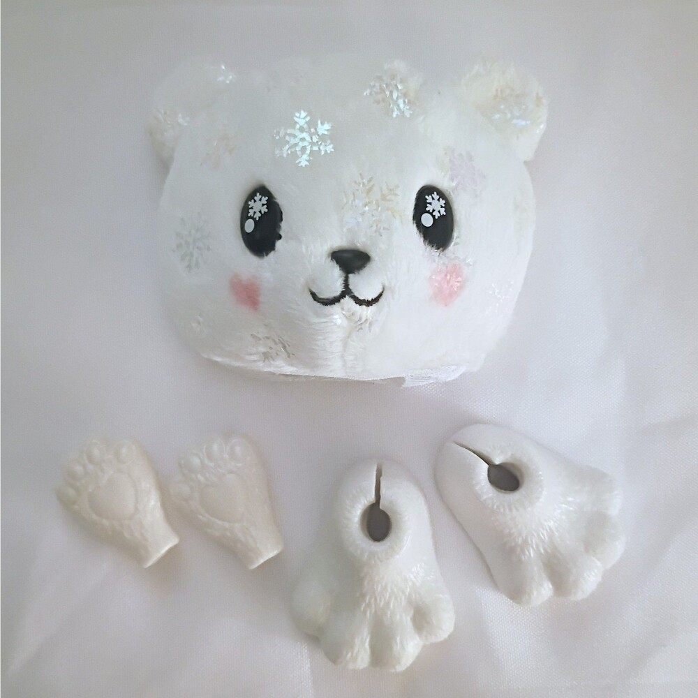 Barbie Cutie Reveal Snow Polar Bear Mascot Doll Costume White Head Paws Feet